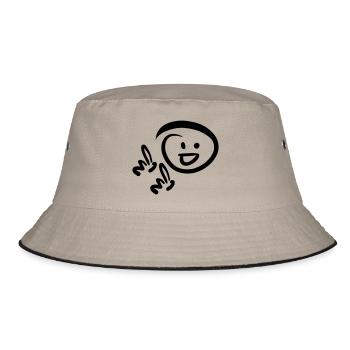 Face smiling, pointing with two fingers at something - Bucket Hat - khaki/black - Front