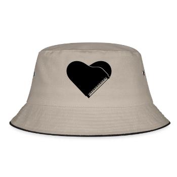 I Love Piano Piano Heart Music Instrument Love - Bucket Hat - khaki/black - Front