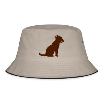 chien s’asseoir silhouette langue sortant contour - Bob - kaki/noir - Devant