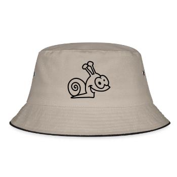 funny snail - line - Bucket Hat - khaki/black - Front