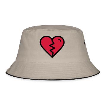 Broken heart, heartache, unhappy in love - Bucket Hat - khaki/black - Front