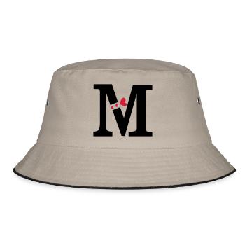 Capital letter M with hearts - Bucket Hat - khaki/black - Front