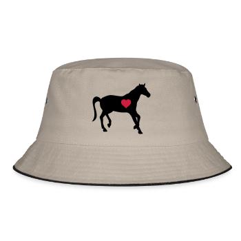 horse love heart 2 - Bucket Hat - Khaki/Schwarz - Vorne