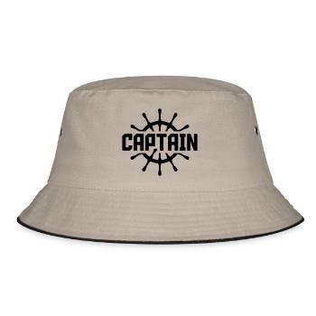 Captain steering wheel logo - Bucket Hat - khaki/black - Front