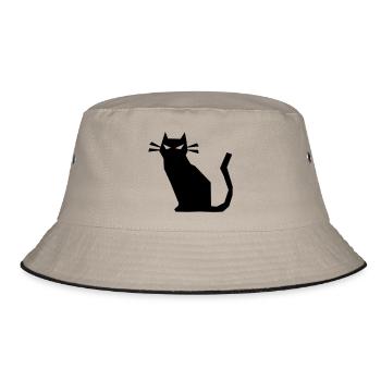 sharp cat evil - Bucket Hat - khaki/black - Front