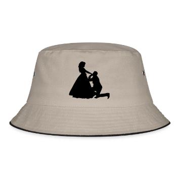 Kniender Mann vor Frau Prinzessin - Bucket Hat - Khaki/Schwarz - Vorne