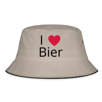 Ich liebe Bier Gechenkidee - Bucket Hat - Khaki/Schwarz - Vorne