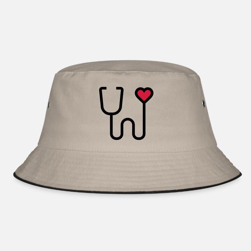 Stethoscope listening device - Bucket Hat - khaki/black