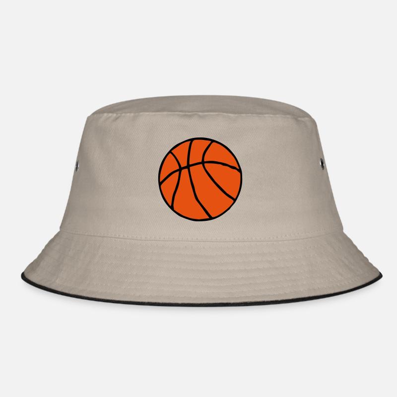 Basketball handgezeichnet Geschenk - Bucket Hat - Khaki/Schwarz