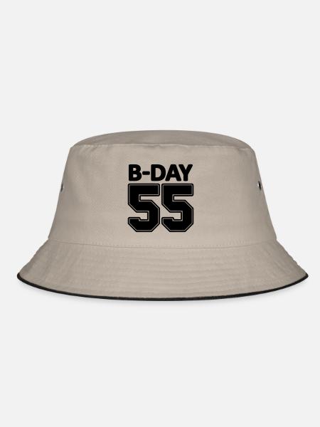 Nummer 55 / 55. Geburtstag Schnapszahl Trikot - Bucket Hat - Khaki/Schwarz - Vorne