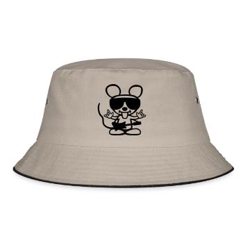 Coole Rock Maus - Bucket Hat - Khaki/Schwarz - Vorne