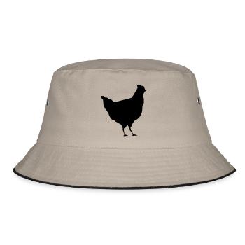 bauernhof hahn huhn vogel - Bucket Hat - Khaki/Schwarz - Vorne