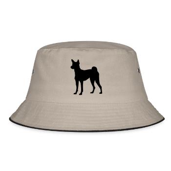 Basenji Hund - Bucket Hat - Khaki/Schwarz - Vorne