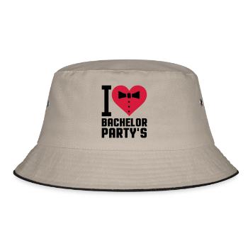 i love bachelor partys 002 - Bucket Hat - Khaki/Schwarz - Vorne