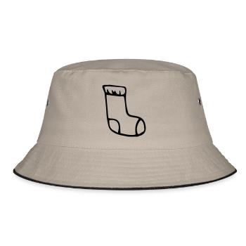 Socke, Weihnachtssocke,Strumpf,Noel,Geschenk - Bucket Hat - Khaki/Schwarz - Vorne
