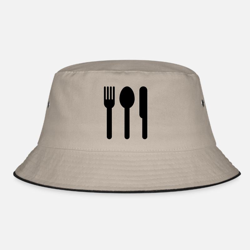 Löffel, Gabel und Messer - Bucket Hat - Khaki/Schwarz