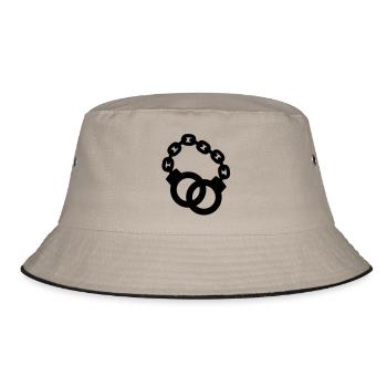 handcuffs locked together policeman or lady - Bucket Hat - khaki/black - Front