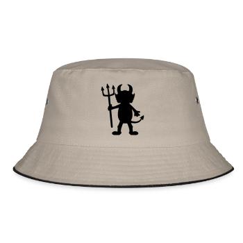 Devil man cartoon character - Bucket Hat - khaki/black - Front