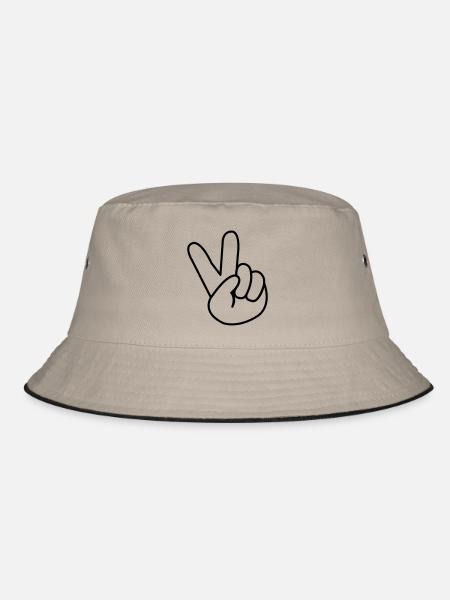 peace_hand_comic_01 - Bucket Hat - Khaki/Schwarz