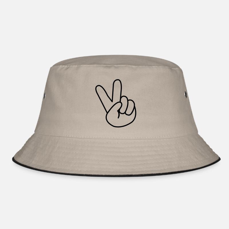 peace_hand_comic_01 - Bucket Hat - Khaki/Schwarz