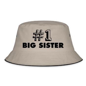 number one big sister - Bucket Hat - Khaki/Schwarz - Vorne