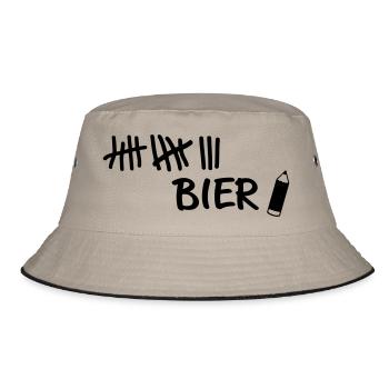 Striche - Bier Stift - Bucket Hat - Khaki/Schwarz - Vorne