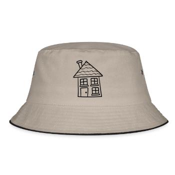 sweet little cottage house home build builder cons - Bucket Hat - khaki/black - Front