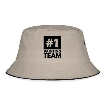 number one painting team - Bucket Hat - khaki/black - Front