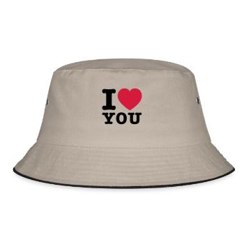 I Love You 2 - Bucket Hat - Khaki/Schwarz - Vorne