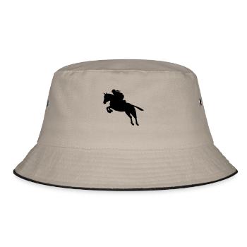 Springreiten Springreiterin - Bucket Hat - Khaki/Schwarz - Vorne