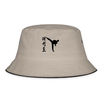 taekwondo high kick kick fight - Bucket Hat - khaki/black - Front