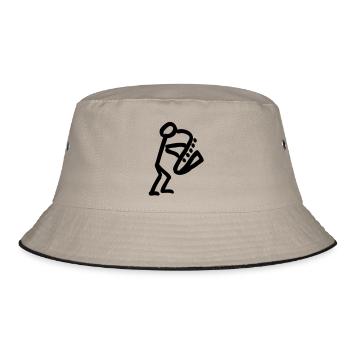 Musikant mit Saxophon - Bucket Hat - Khaki/Schwarz - Vorne