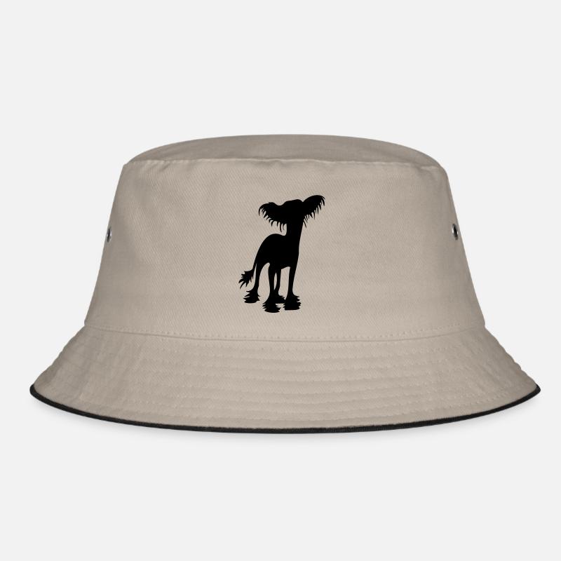Chinese Crested - Bucket Hat - Khaki/Schwarz