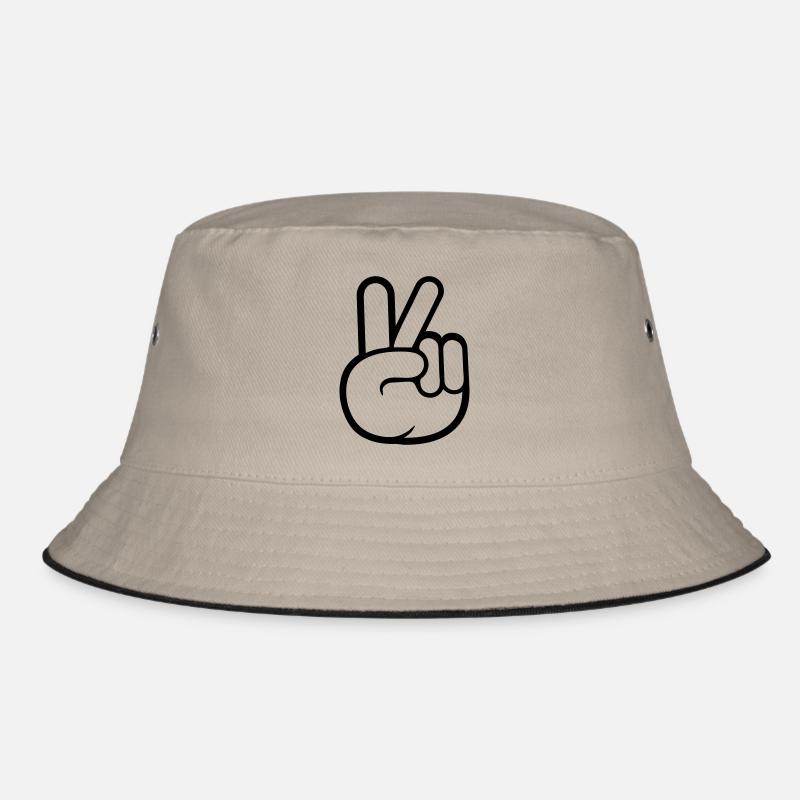 Peace Zeichen Hand Frieden Cool - Bucket Hat - Khaki/Schwarz