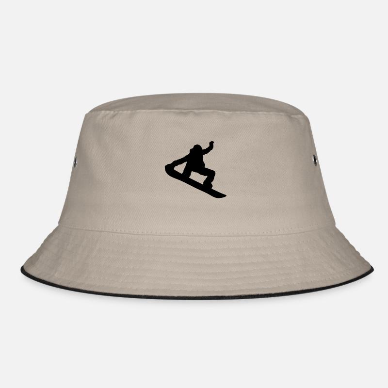 Snowboarder Silhouette - Bucket Hat - khaki/black