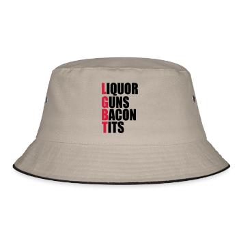 Liquor Guns Bacon & Tits - Bucket Hat - khaki/black - Front