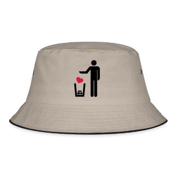 heart love in love ungluecklich muelleimer muell - Bucket Hat - khaki/black - Front