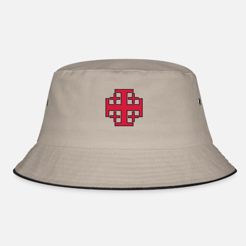 jerusalem cross crusades - Bucket Hat - khaki/black