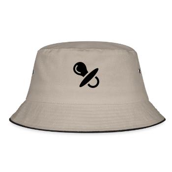 Schnuller, nuckel, baby, brust, schlafen - Bucket Hat - Khaki/Schwarz - Vorne