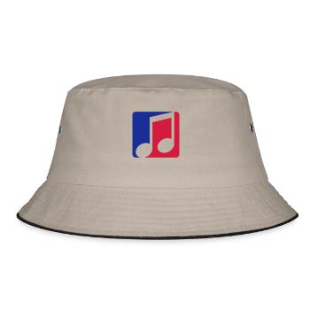 red blue button music note cool contour sign part - Bucket Hat - khaki/black - Front