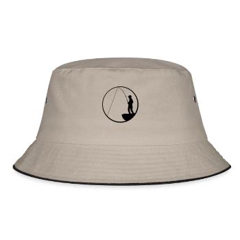 hobby fisherman cliff sea slope round moon night ang - Bucket Hat - khaki/black - Front