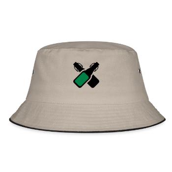 Alkohol - Bierflaschen - Bucket Hat - Khaki/Schwarz - Vorne