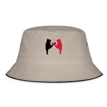 2 Cats Heavy Metal Hand Gesture Music Pet Team - Bucket Hat - khaki/black - Front