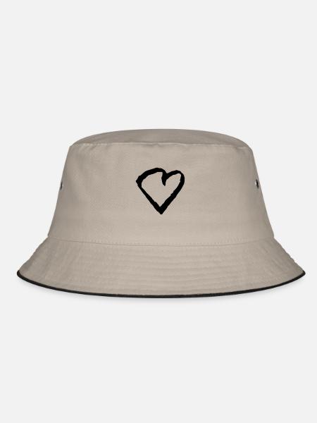 herz - Bucket Hat - Khaki/Schwarz - Vorne