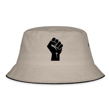 Raised Fist Logo (Vector) - Bucket Hat - khaki/black - Front