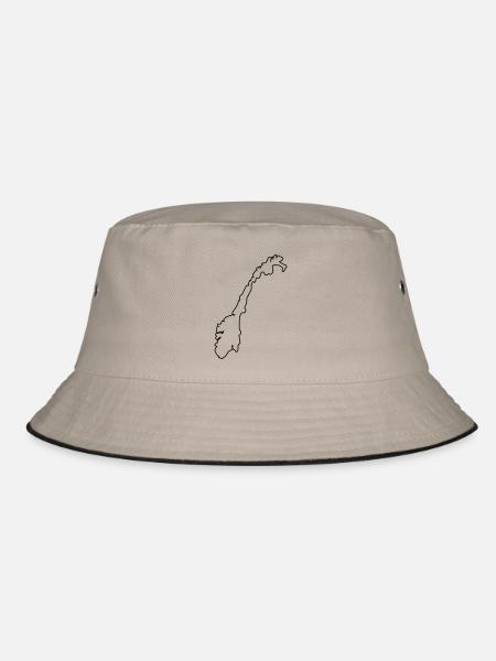 norway map silhouette - Bucket Hat - Khaki/Schwarz