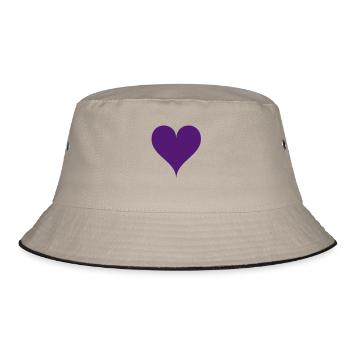 Purple Small Love Heart - Bucket Hat - khaki/black - Front