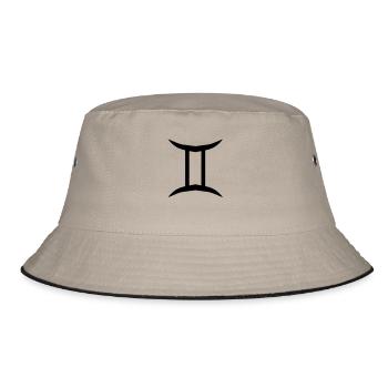 Glyphe Zwillinge Sternzeichen Symbol - Bucket Hat - Khaki/Schwarz - Vorne