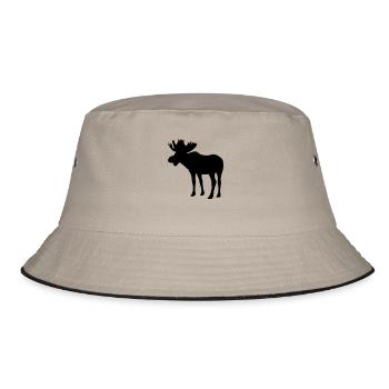 Elch - Moose - Elk - Bucket Hat - Khaki/Schwarz - Vorne