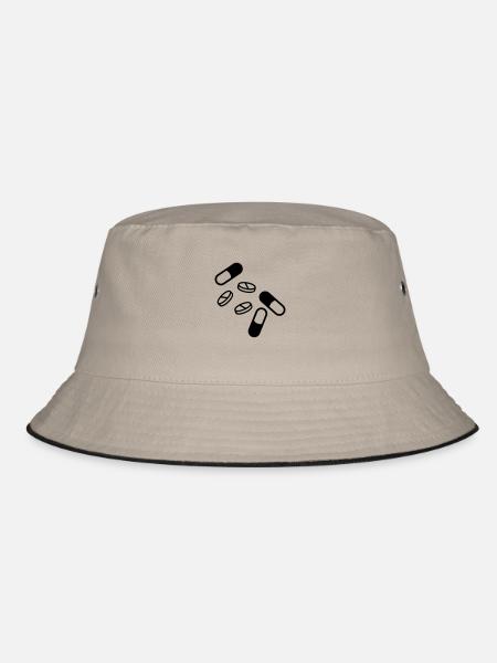 pillen_und_tabletten_f1 - Bucket Hat - Khaki/Schwarz - Vorne